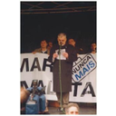 Manuel María participando nas loitas de Nunca Máis na súa estadía na Coruña