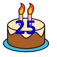 Imaxe dunha tarta de aniversario co n�mero 25.