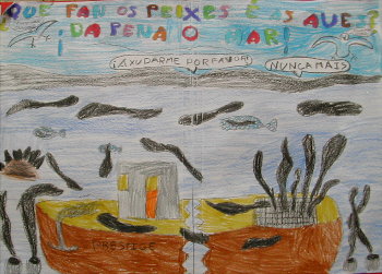 O barco botando fuel