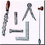 Escoda, acodadeira, comp&aacute;s, plomada...