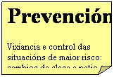 Esquina doblada: Prevenci�n
Vixiancia e control das situaci�ns de maior risco: cambios de clase e patio.

