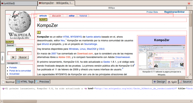 Ficheiro:Kompozer zona de edición.png