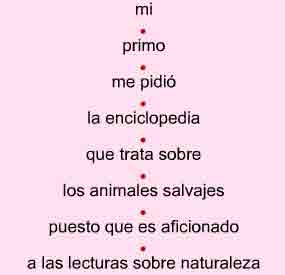 Grupos de palabras, cada ver m&aacute;s largos que hay que leer de un golpe de vista