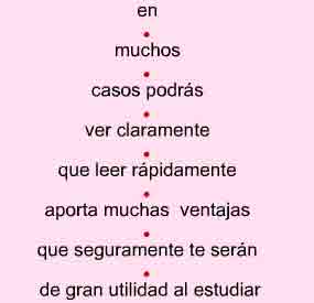 Grupos de palabras, cada ver m&aacute;s largos que hay que leer de un golpe de vista