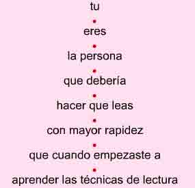 Grupos de palabras, cada ver m&aacute;s largos que hay que leer de un golpe de vista